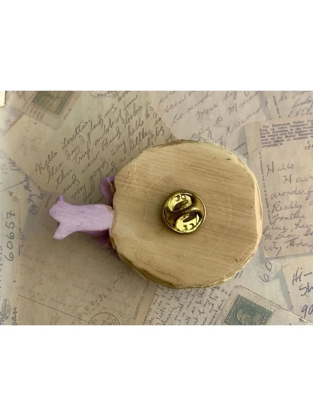 Vintage Charming Floral Straw Hat Pin with Purple Ribbon Accent